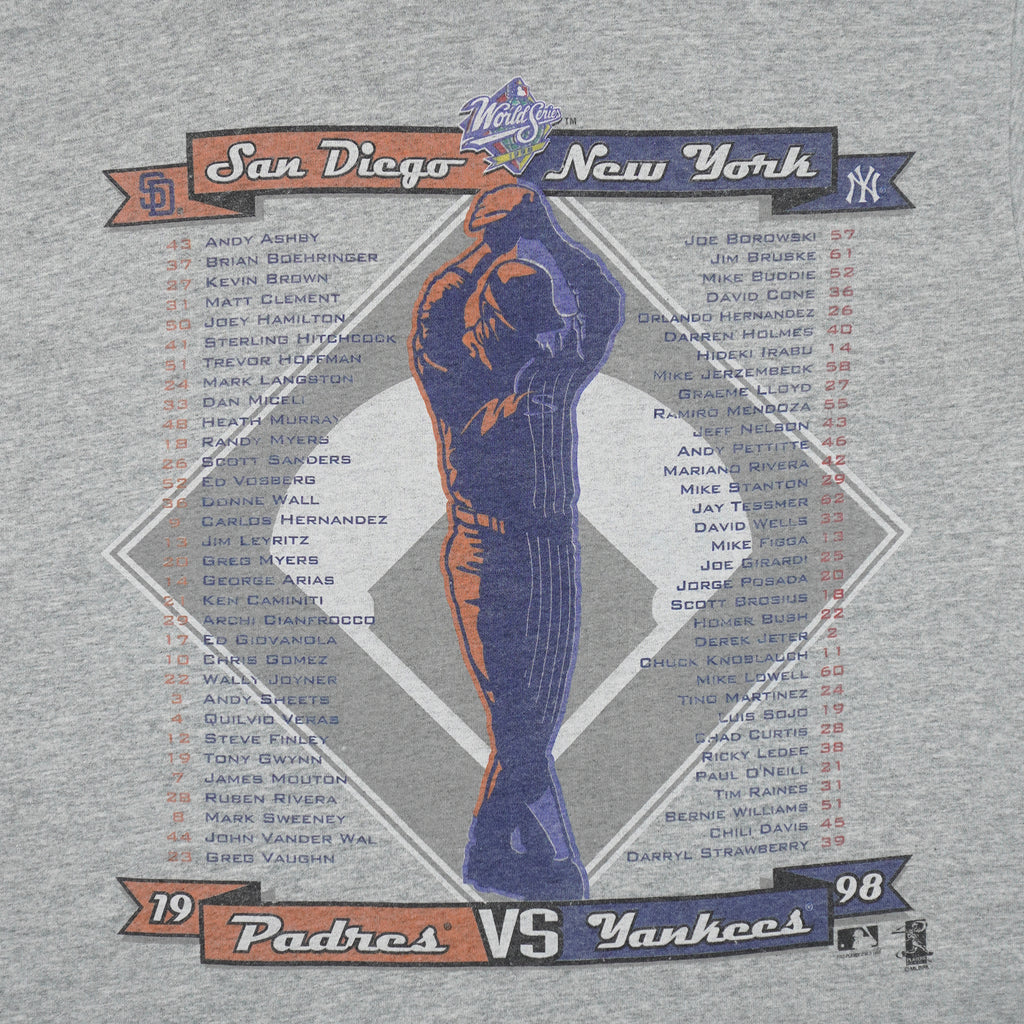 MLB (Pro Player) - World Series New York Yankees VS San Diego Padres T-Shirt 1998 Medium Vintage Retro Baseball