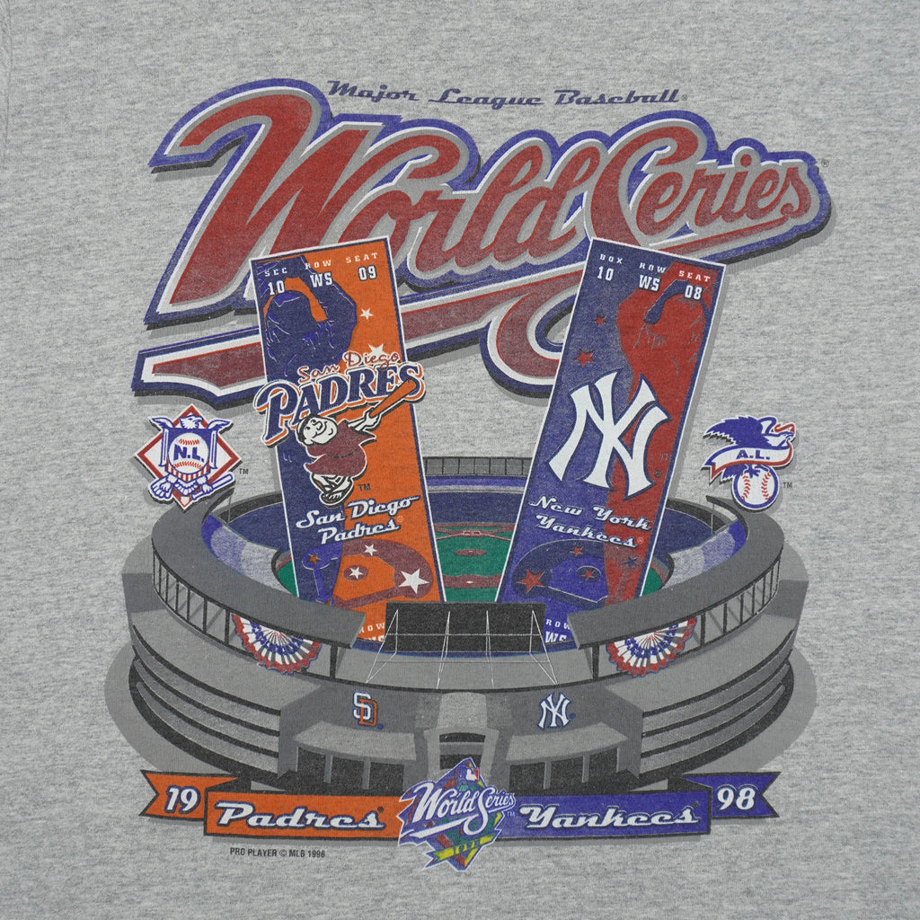 MLB (Pro Player) - World Series New York Yankees VS San Diego Padres T-Shirt 1998 Medium Vintage Retro Baseball