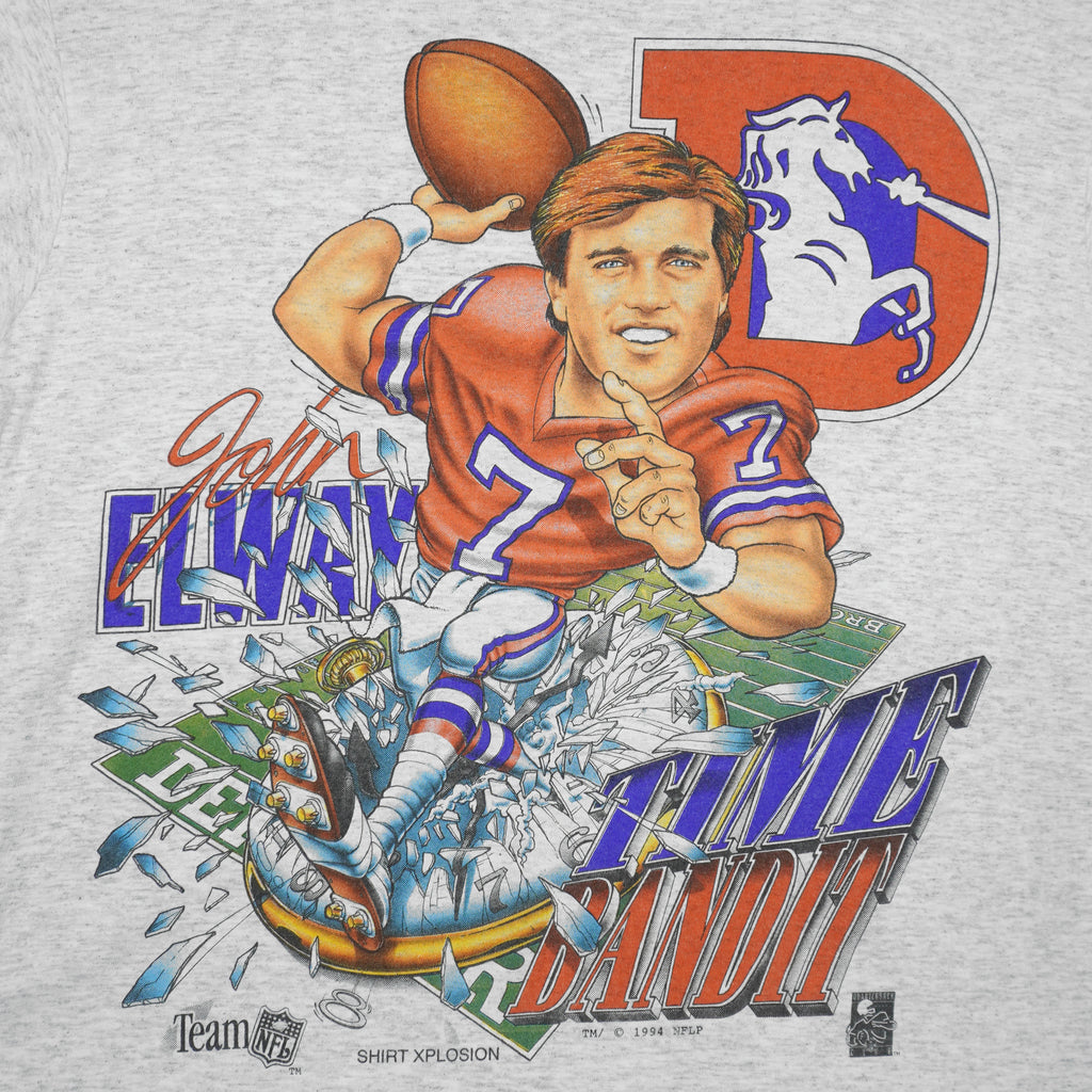 NFL (Delta) - Denver Broncos John Elway Caricature T-Shirt 1994 Large Vintage Retro Football