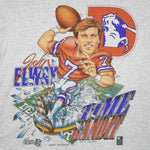 NFL (Delta) - Denver Broncos John Elway Caricature T-Shirt 1994 Large Vintage Retro Football
