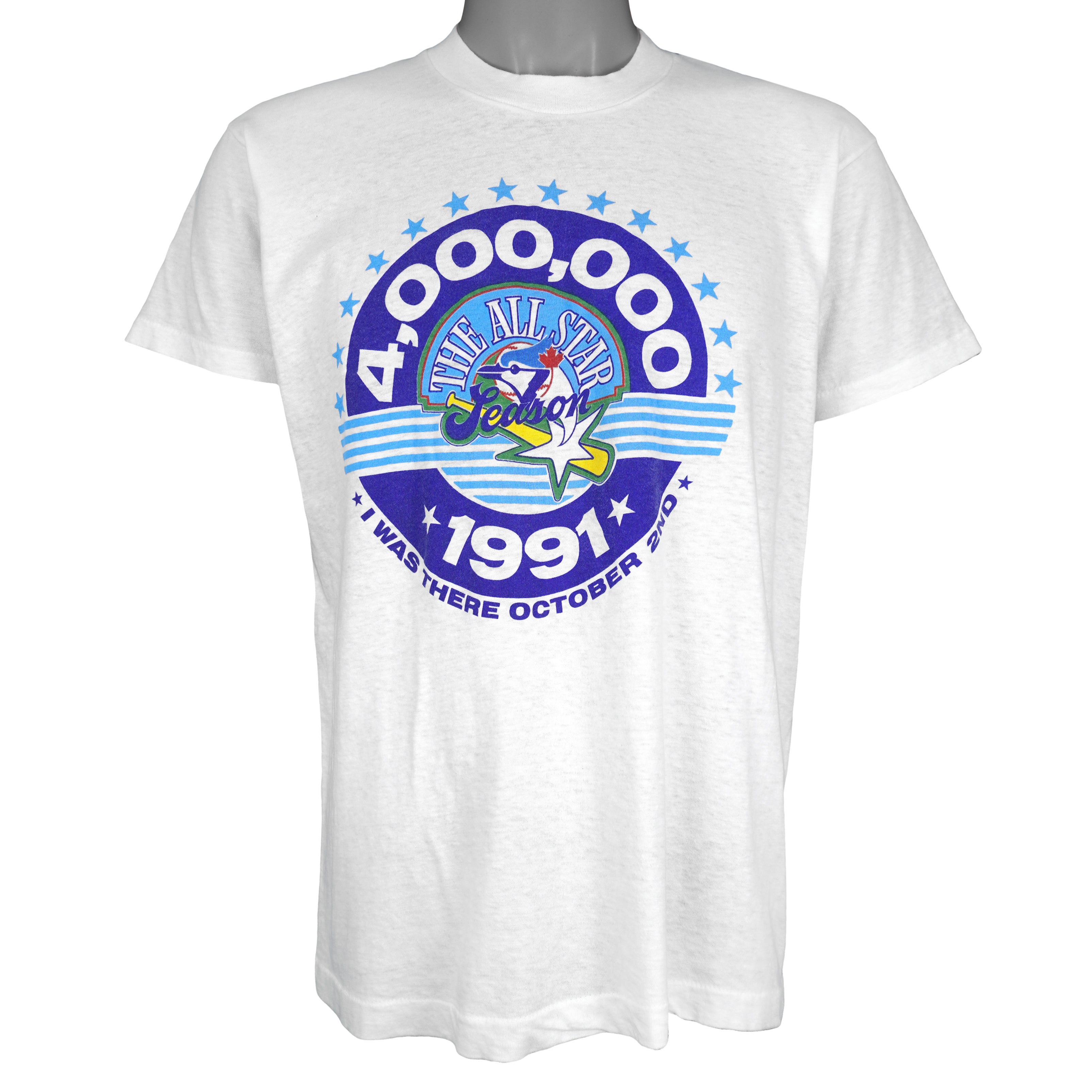 MLB (Fruit Of The Loom) - Toronto Blue Jays The All Star Season T-Shirt 1991 X-Large Vintage Retro Baseball