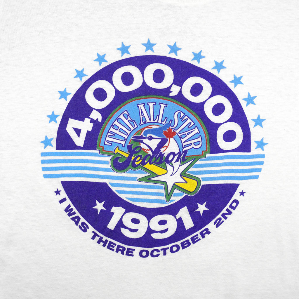 MLB (Fruit Of The Loom) - Toronto Blue Jays The All Star Season T-Shirt 1991 X-Large Vintage Retro Baseball
