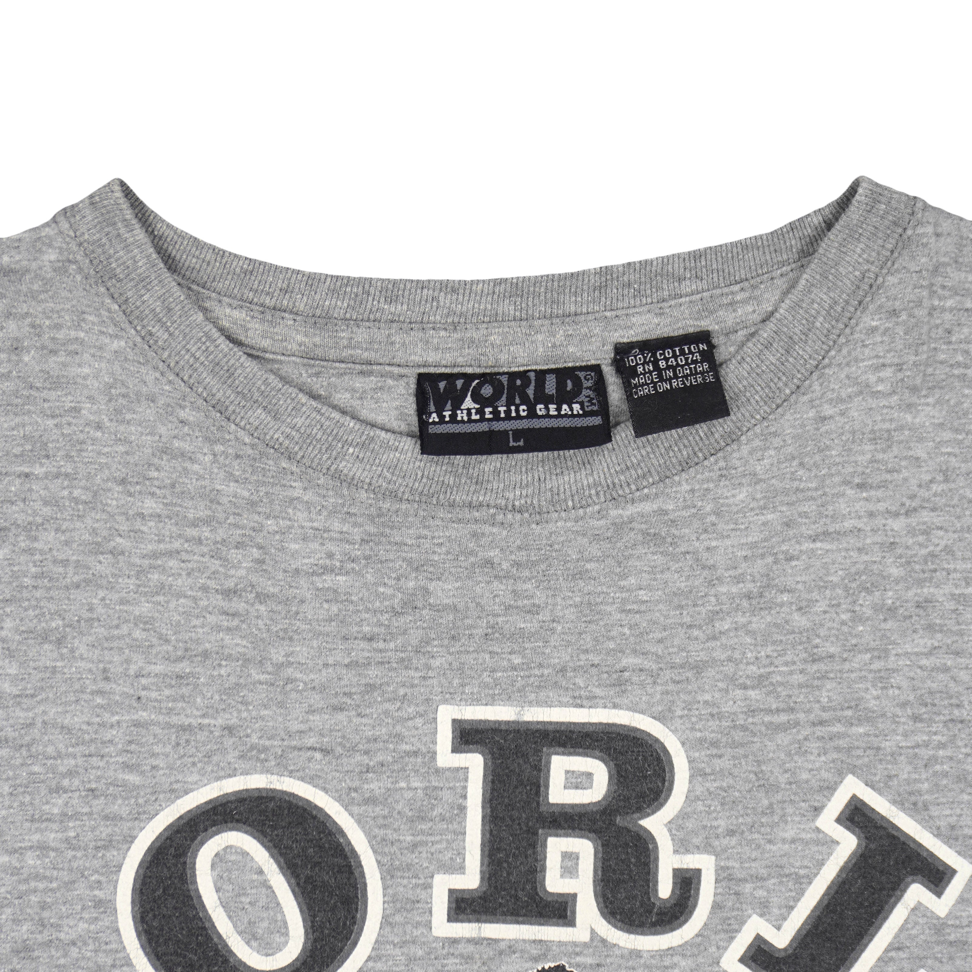 Vintage - Grey World Gym Big Spell-Out Sleeveless Shirt Large Vintage Retro