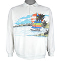 Vintage - Beach Sea Sailing 1/4 Button-Up Sweatshirt 1990s Large 
