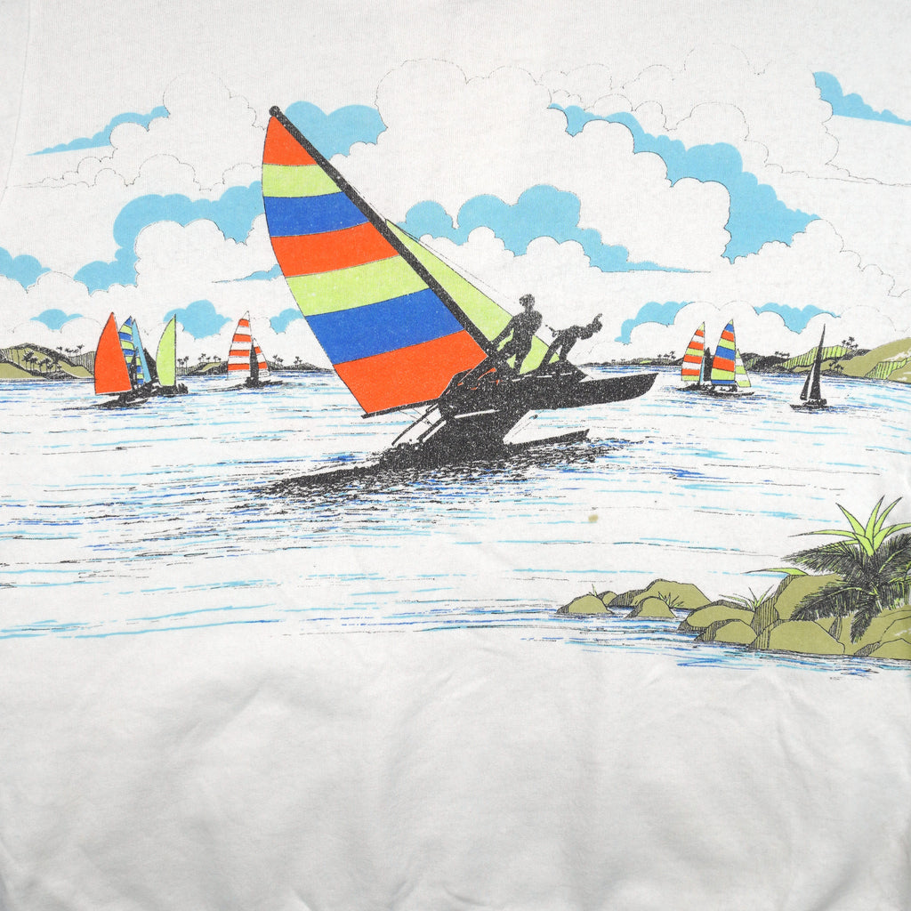 Vintage - Beach Sea Sailing 1/4 Button-Up Sweatshirt 1990s Large 