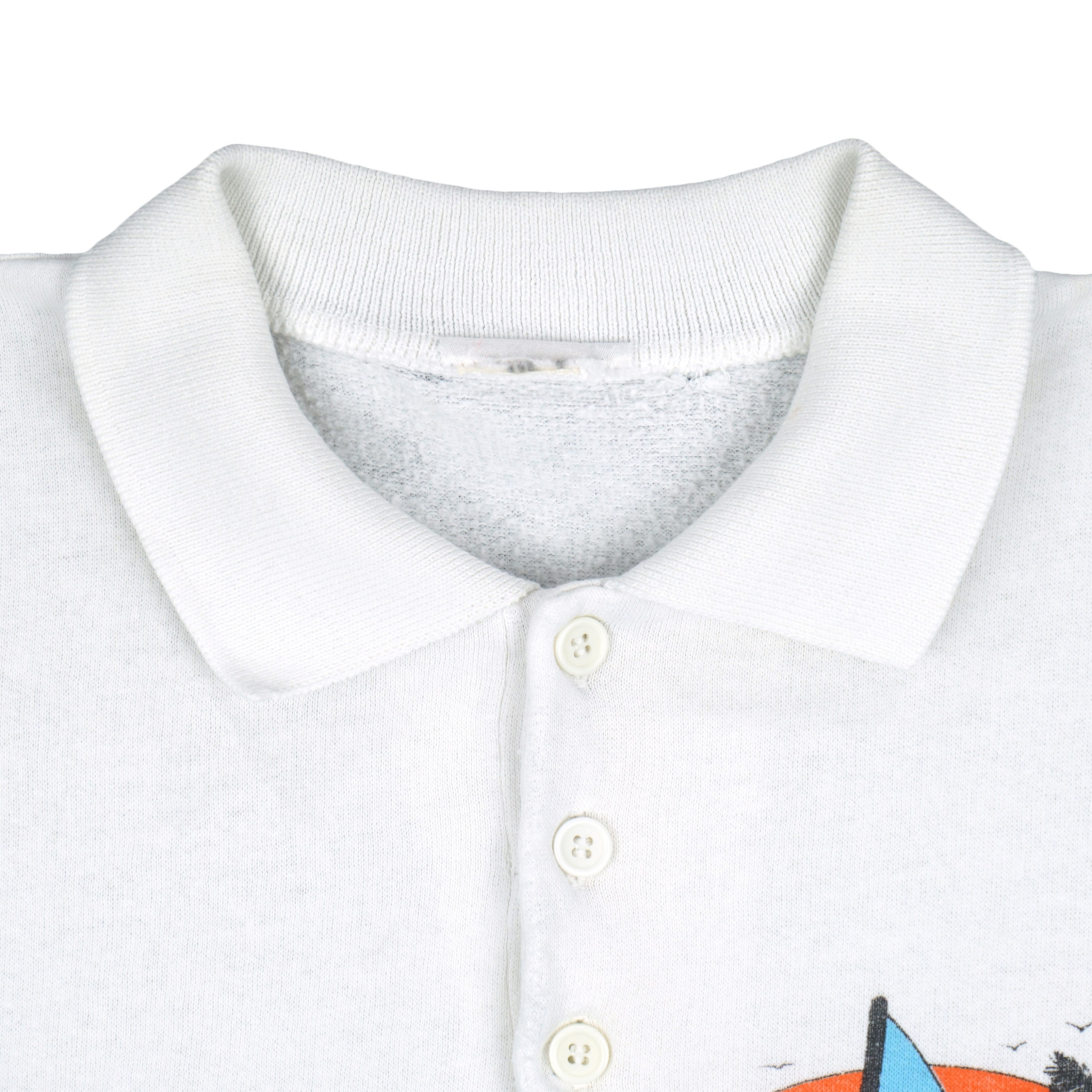 Vintage - Beach Sea Sailing 1/4 Button-Up Sweatshirt 1990s Large 