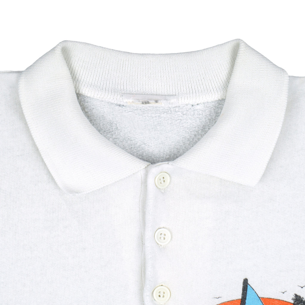Vintage - Beach Sea Sailing 1/4 Button-Up Sweatshirt 1990s Large 