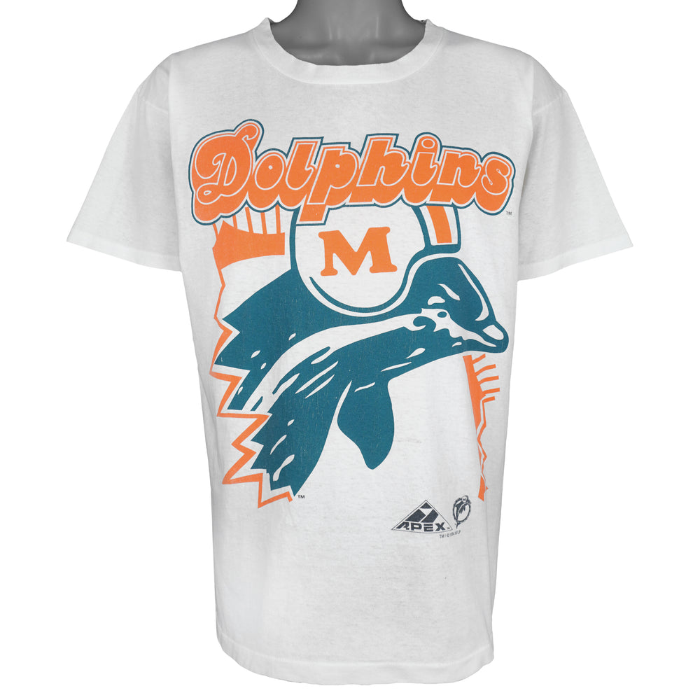 NFL (Apex One) - Miami Dolphins Single Stitch T-Shirt 1994 Large Vintage Retro Football