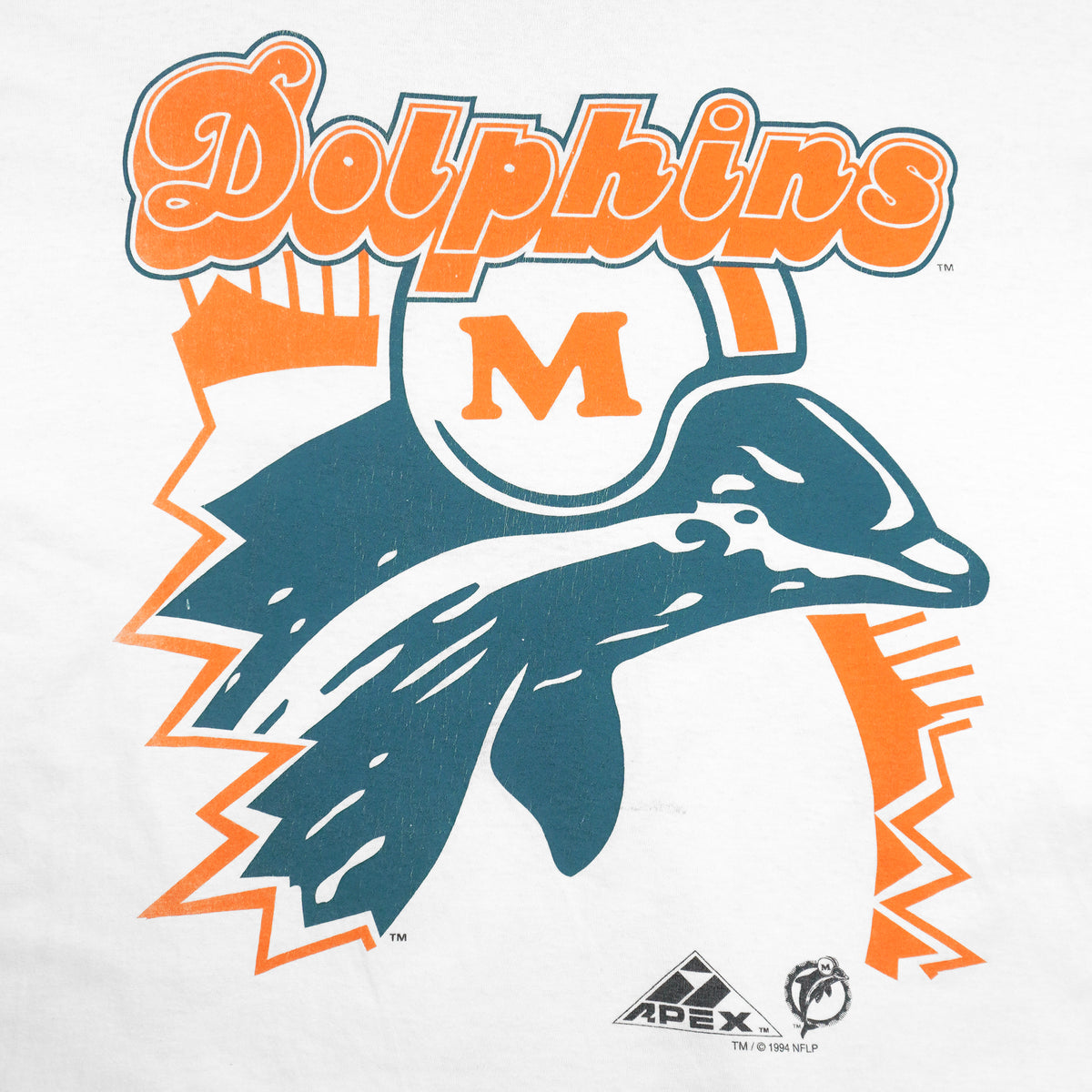 NFL (Apex One) - Miami Dolphins Single Stitch T-Shirt 1994 Large Vintage Retro Football