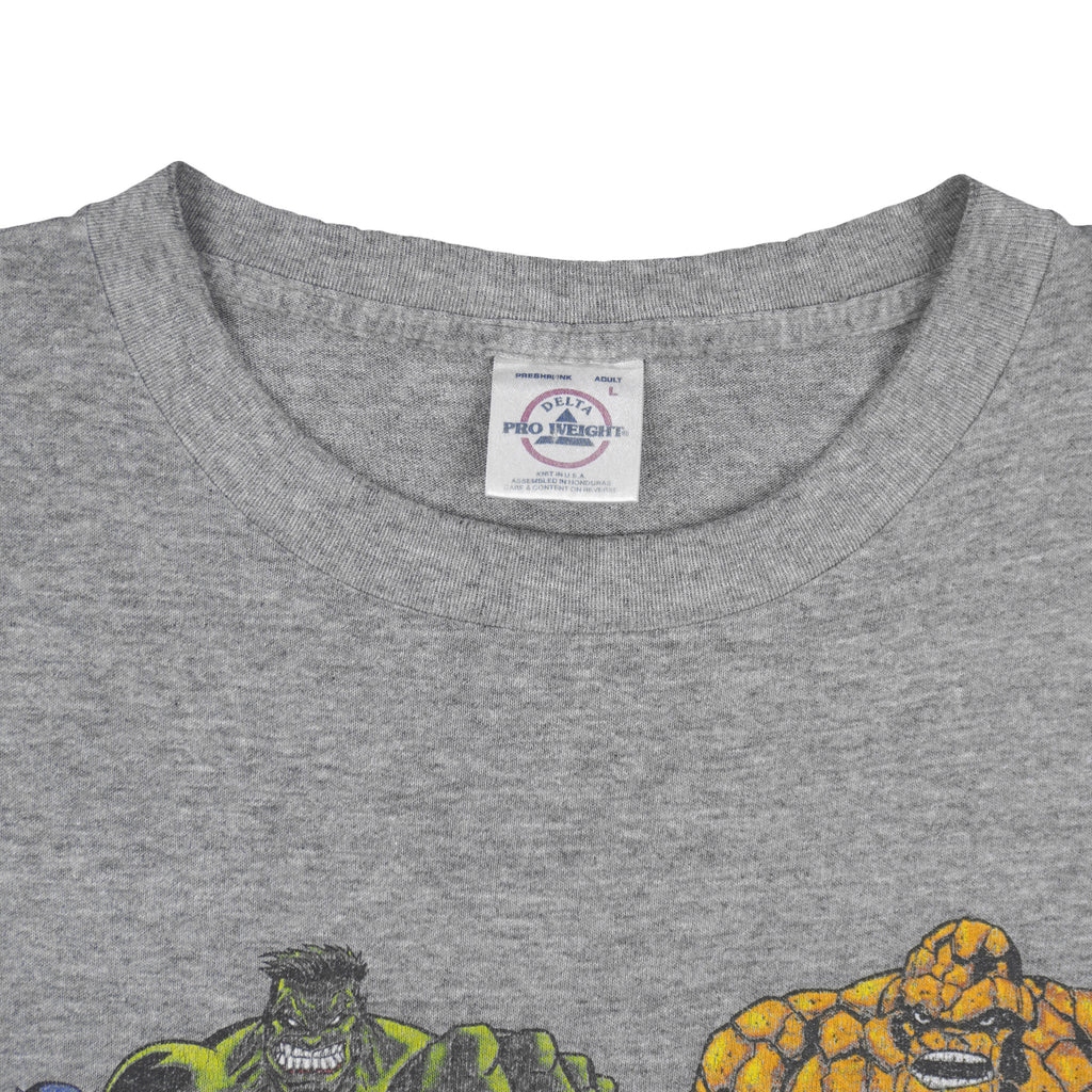 Marvel (Delta) - Superheroes USA Flag Printed T-Shirt 2001 Large Vintage Retro