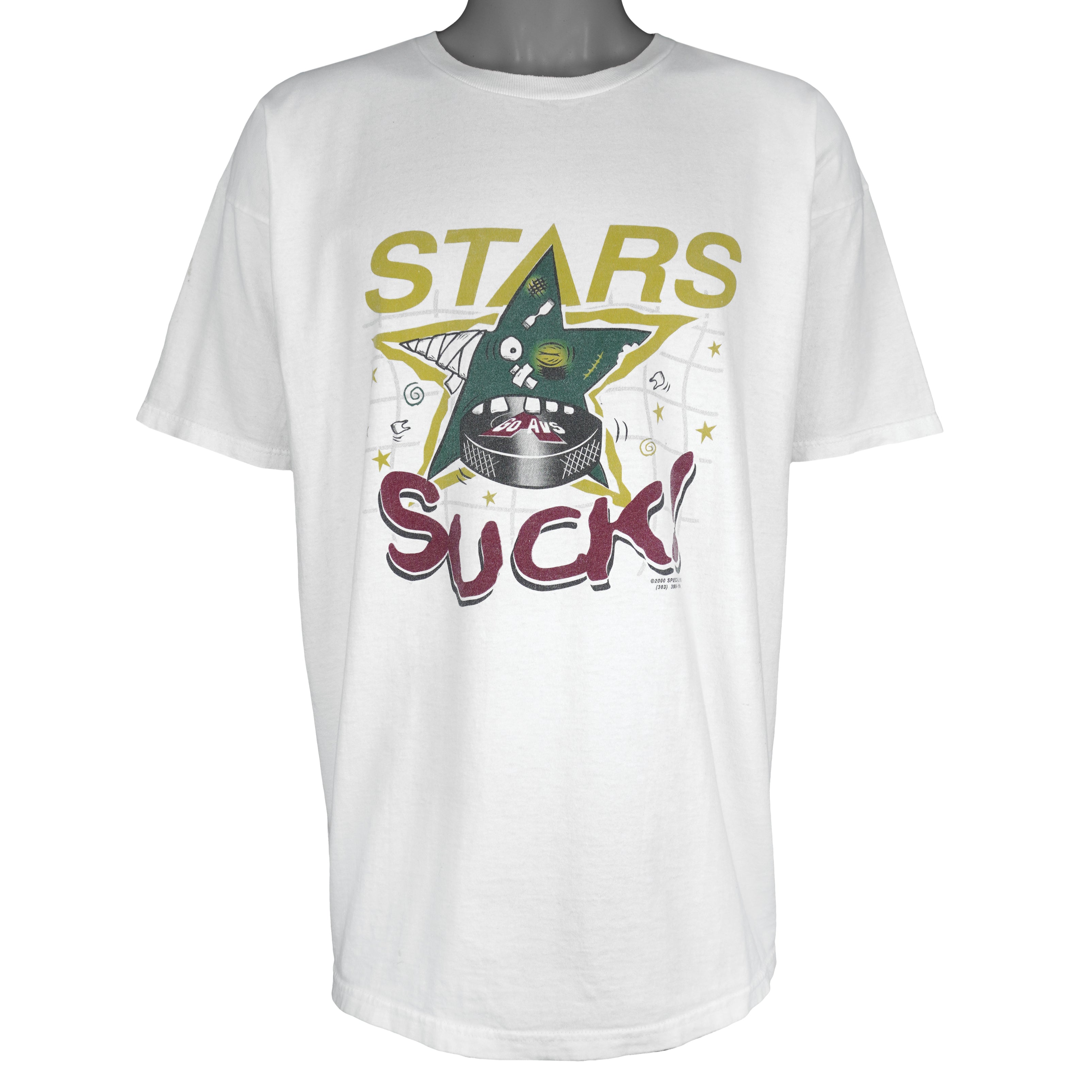 NHL (Fruit Of The Loom) - Colorado Avalanche Stars Suck! T-Shirt 2000 XX-Large Vintage Retro Hockey