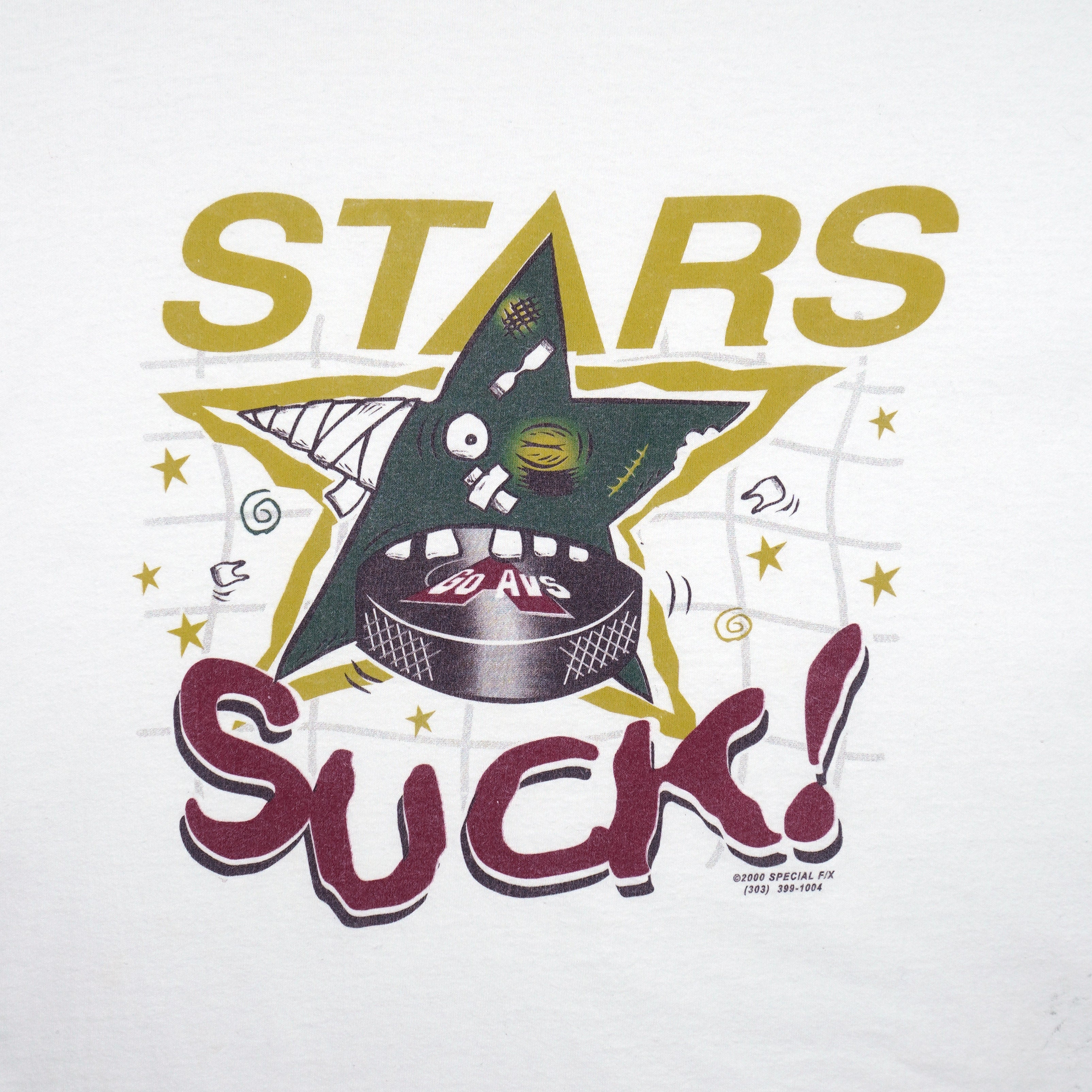 NHL (Fruit Of The Loom) - Colorado Avalanche Stars Suck! T-Shirt 2000 XX-Large Vintage Retro Hockey