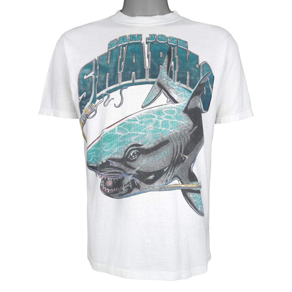 NHL - San Jose Sharks Animal Spell-Out T-Shirt 1990s Medium Vintage Retro Hockey