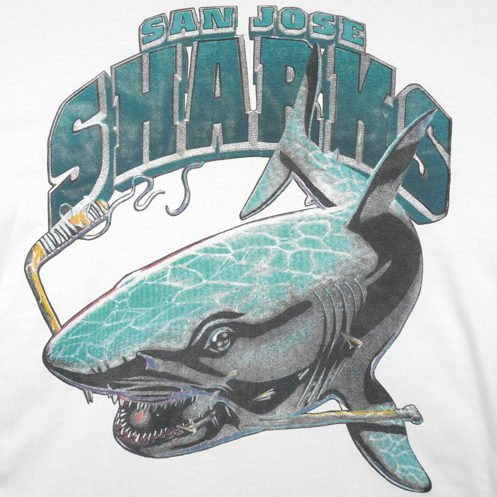NHL - San Jose Sharks Animal Spell-Out T-Shirt 1990s Medium Vintage Retro Hockey
