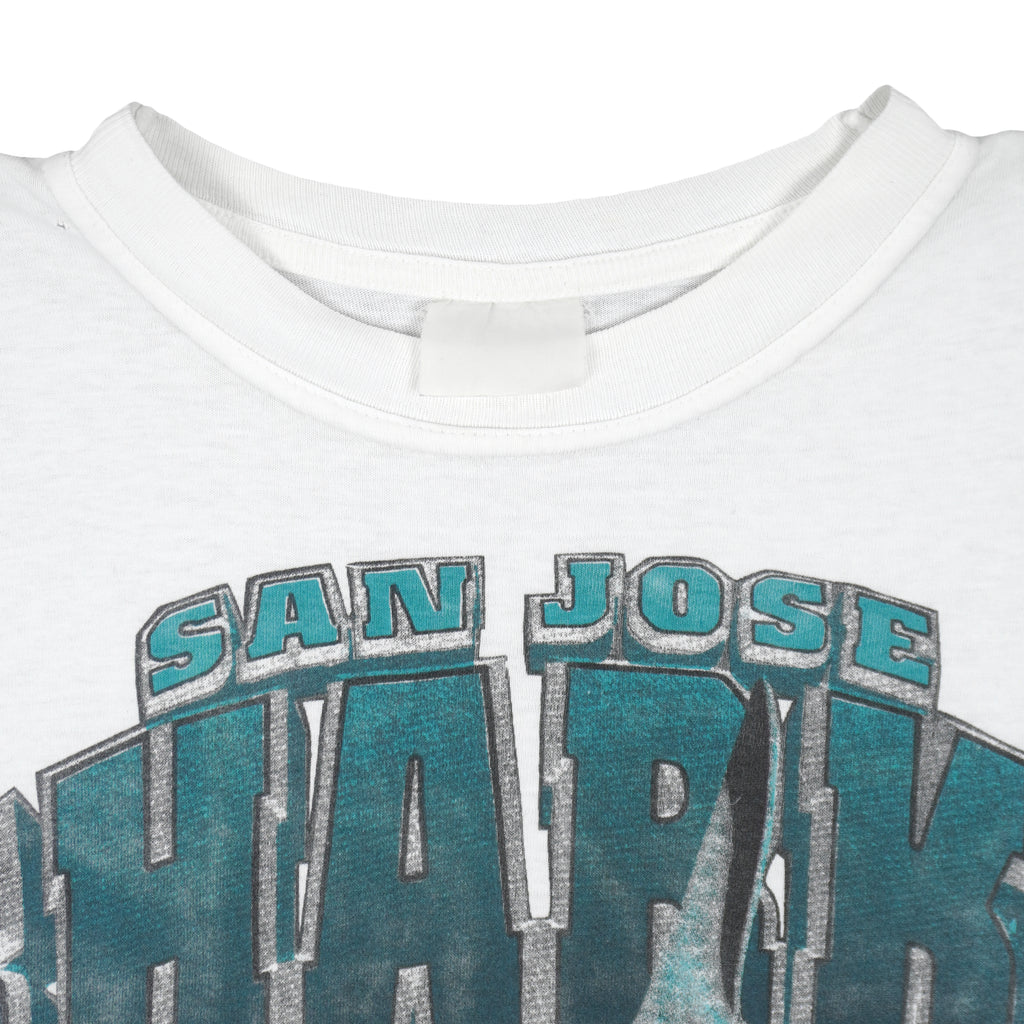 NHL - San Jose Sharks Animal Spell-Out T-Shirt 1990s Medium Vintage Retro Hockey