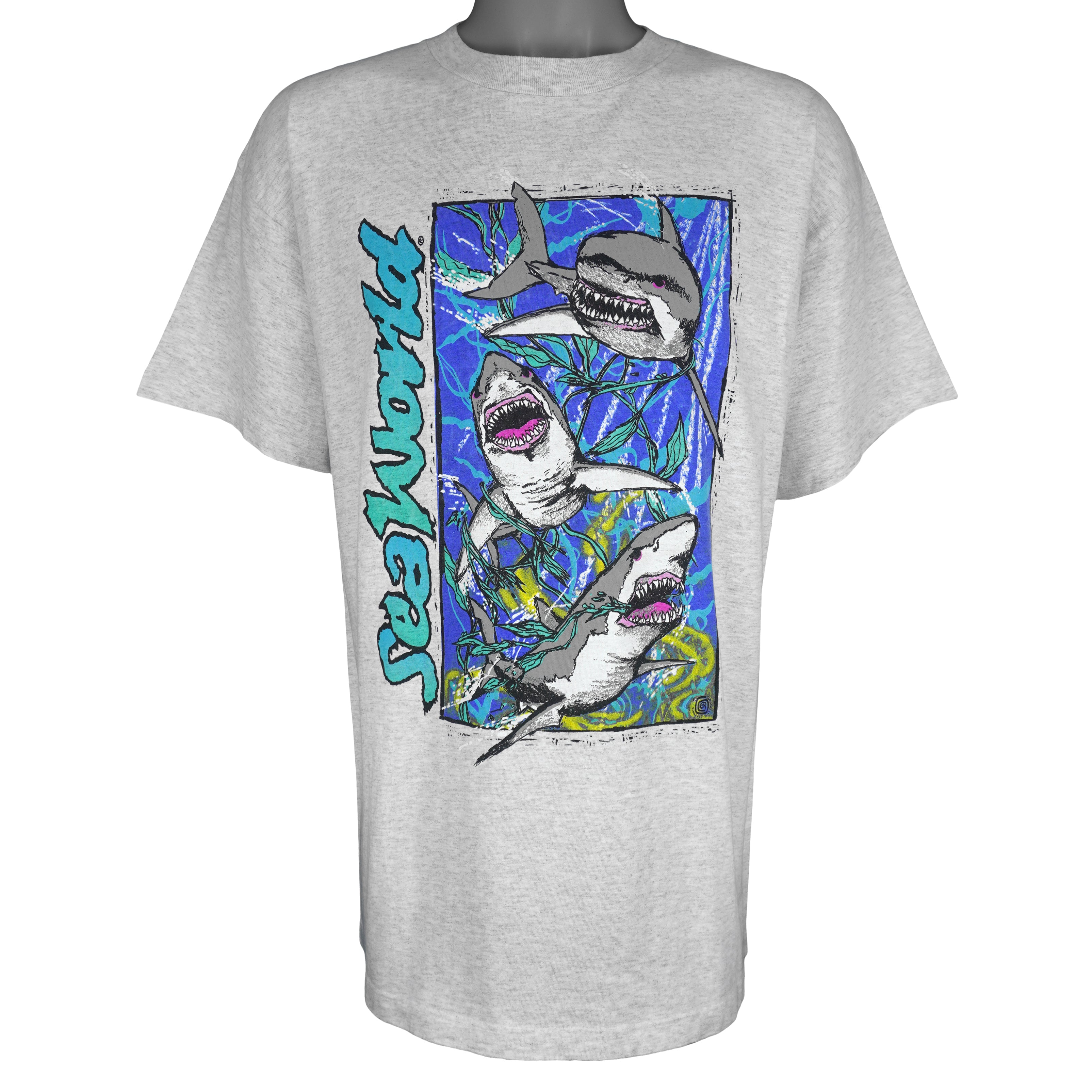 Vintage (Kingstree Classic) - Sea World Sharks Animal Print T-Shirt 1990s X-Large Vintage Retro