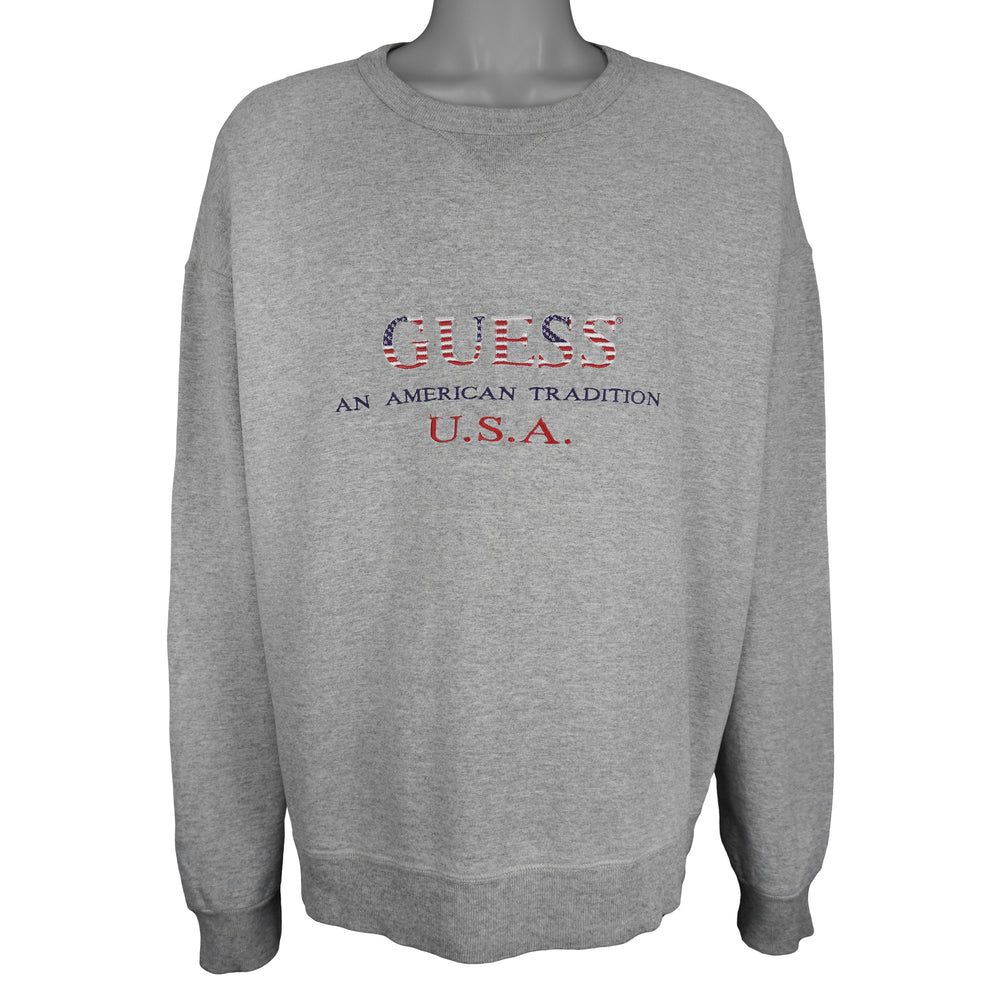 Guess - USA An American Tradition Spell-Out Crew Neck Sweatshirt 1990s Medium Vintage Retro