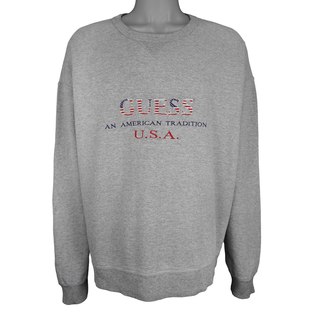 Guess - USA An American Tradition Spell-Out Crew Neck Sweatshirt 1990s Medium Vintage Retro