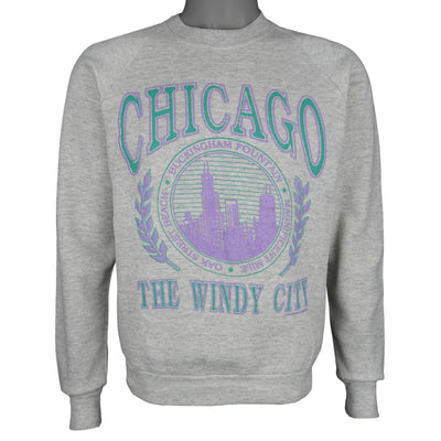 Vintage (Jerzees) - Chicago The Windy City Crew Neck Sweatshirt 1991 Medium