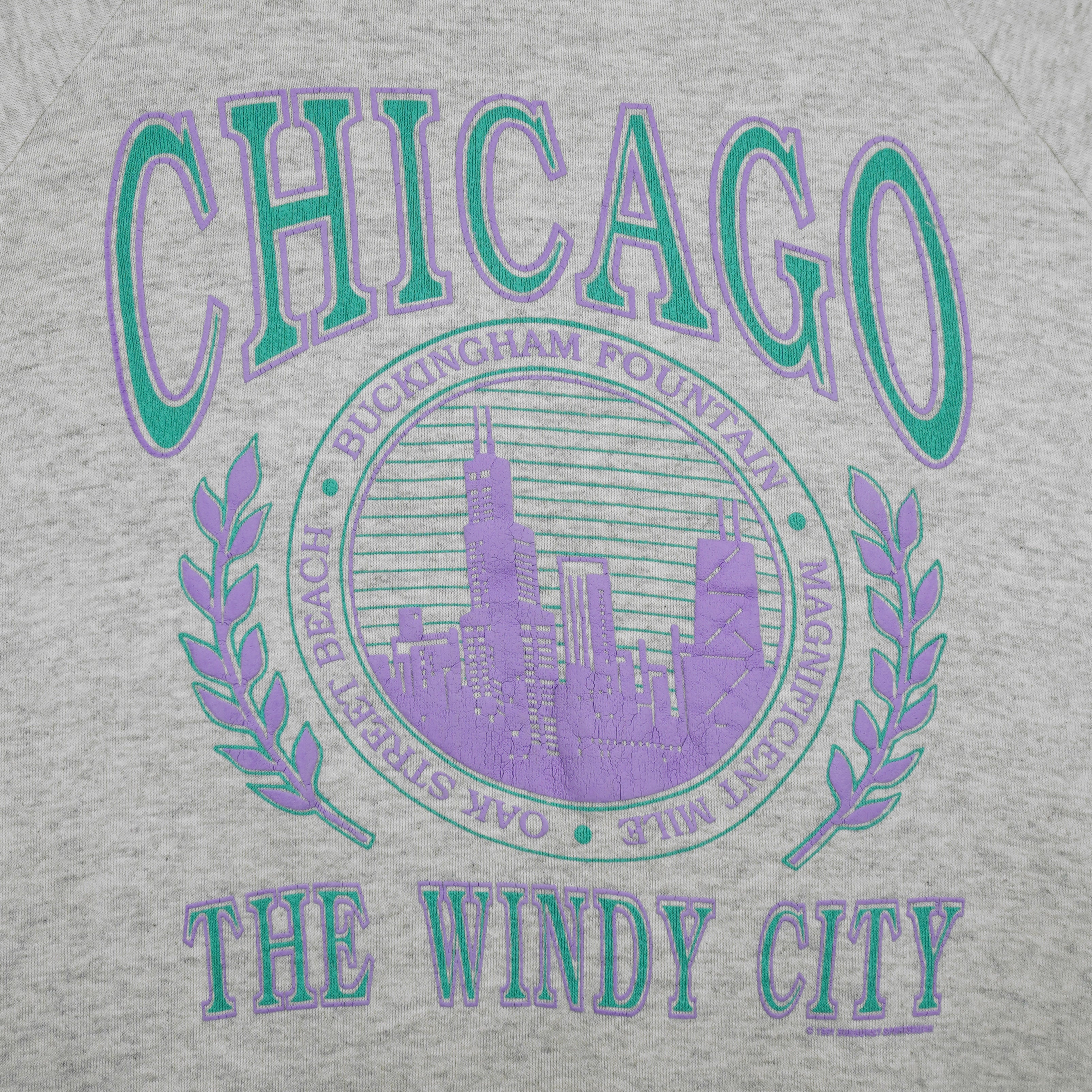 Vintage (Jerzees) - Chicago The Windy City Crew Neck Sweatshirt 1991 Medium Vintage Retro