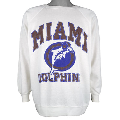 NFL (Caliber) - Miami Dolphins Spell-Out crew Neck Sweatshirt 1990s X-Large