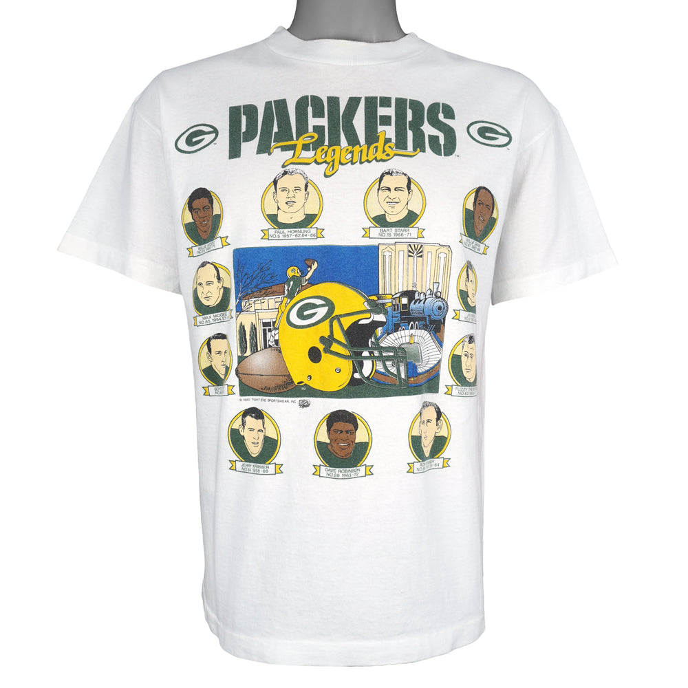 NFL (Team Legends) - Green Bay Packers Legends Single Stitch T-Shirt 1990 Large Vintage Retro Football