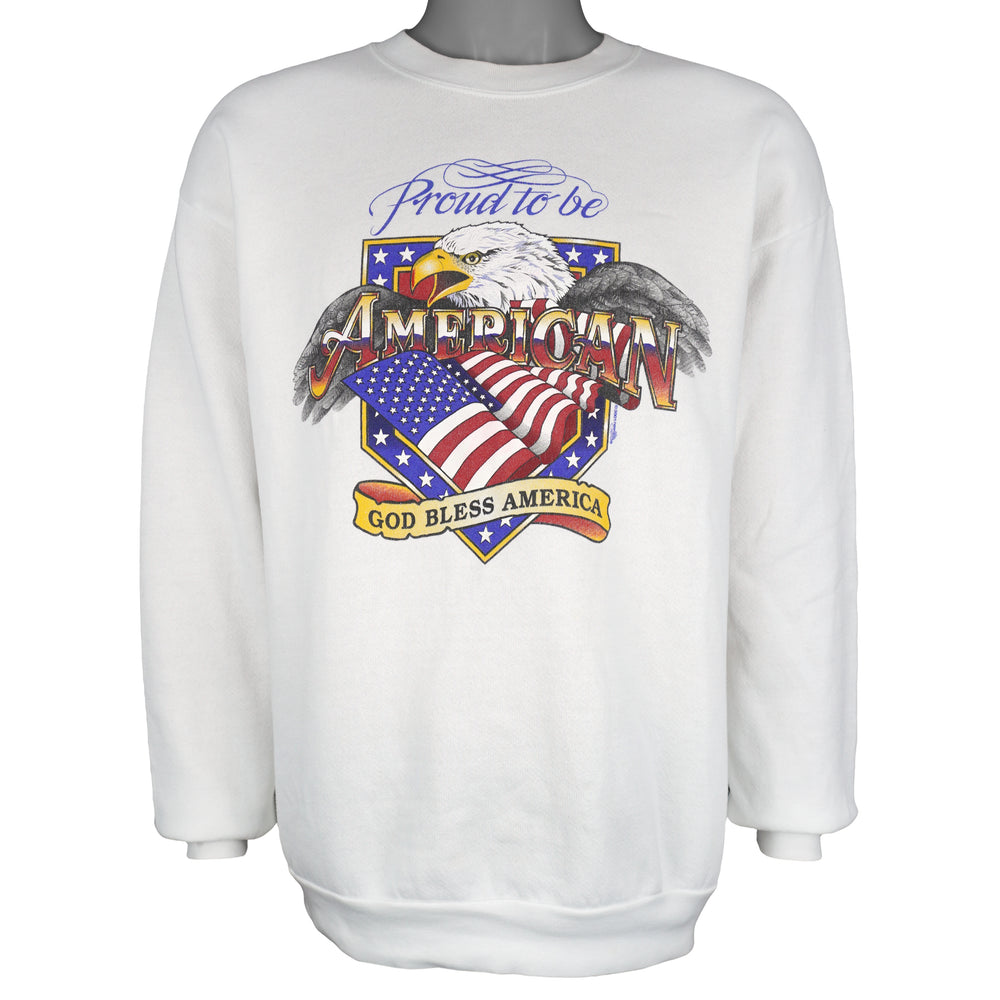 Vintage (Lee) - Proud to Be American Crew Neck Sweatshirt 1990s Large Vintage Retro