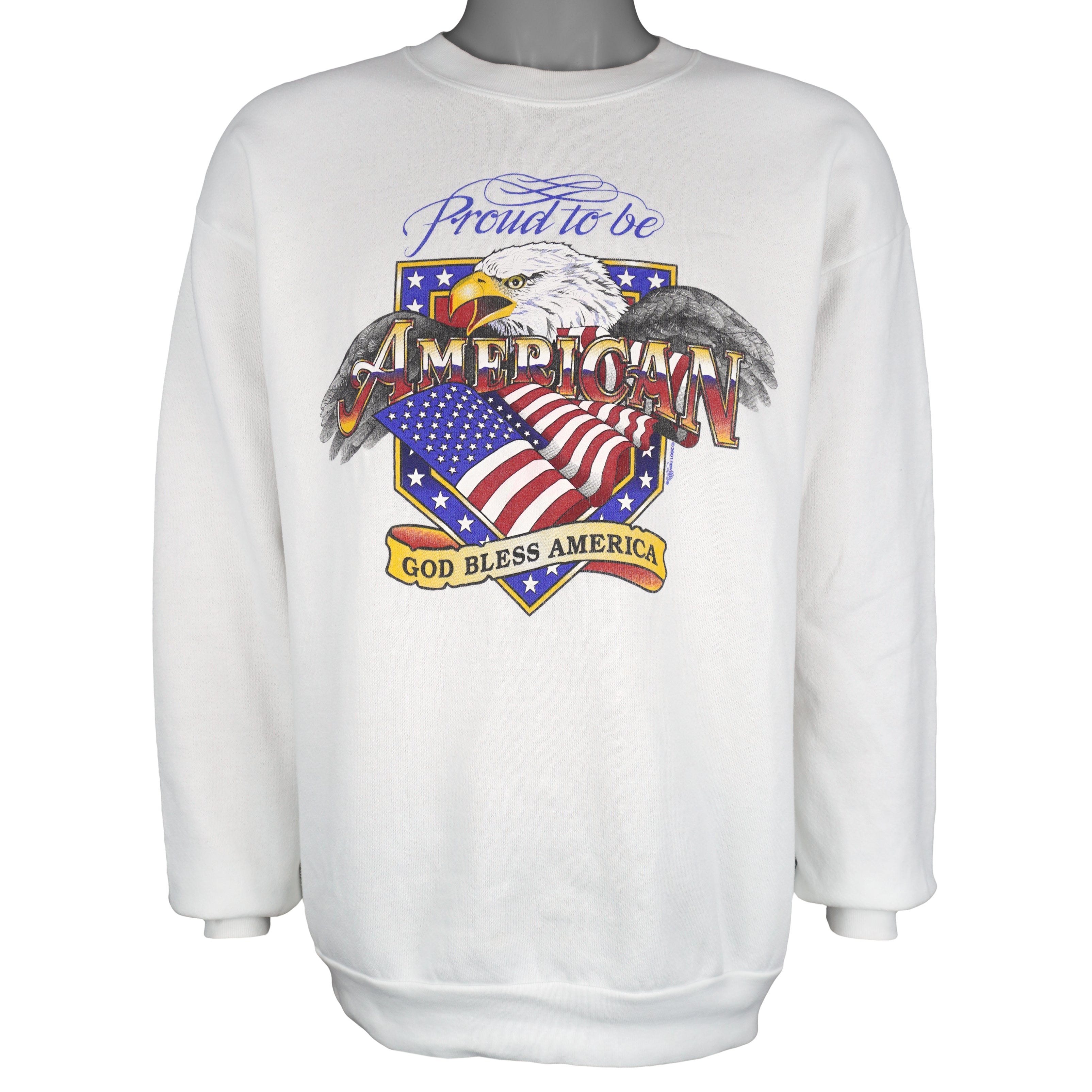 Vintage (Lee) - Proud to Be American Crew Neck Sweatshirt 1990s Large Vintage Retro