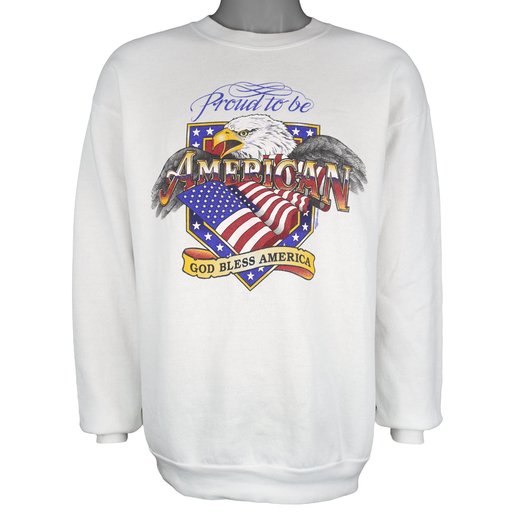Vintage (Lee) - Proud to Be American Crew Neck Sweatshirt 1990s Large Vintage Retro