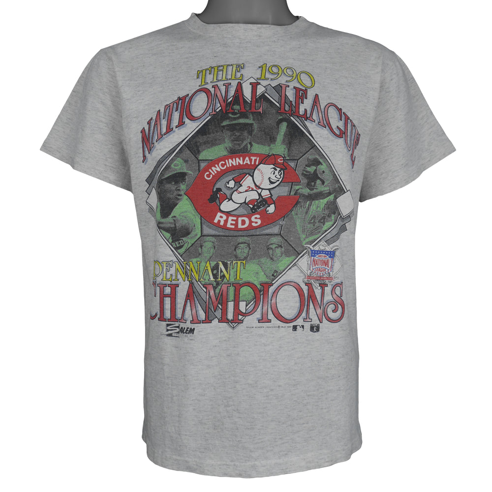MLB (Salem) - Cincinnati Reds Pennant Champions T-Shirt 1990 Medium Vintage Retro Baseball