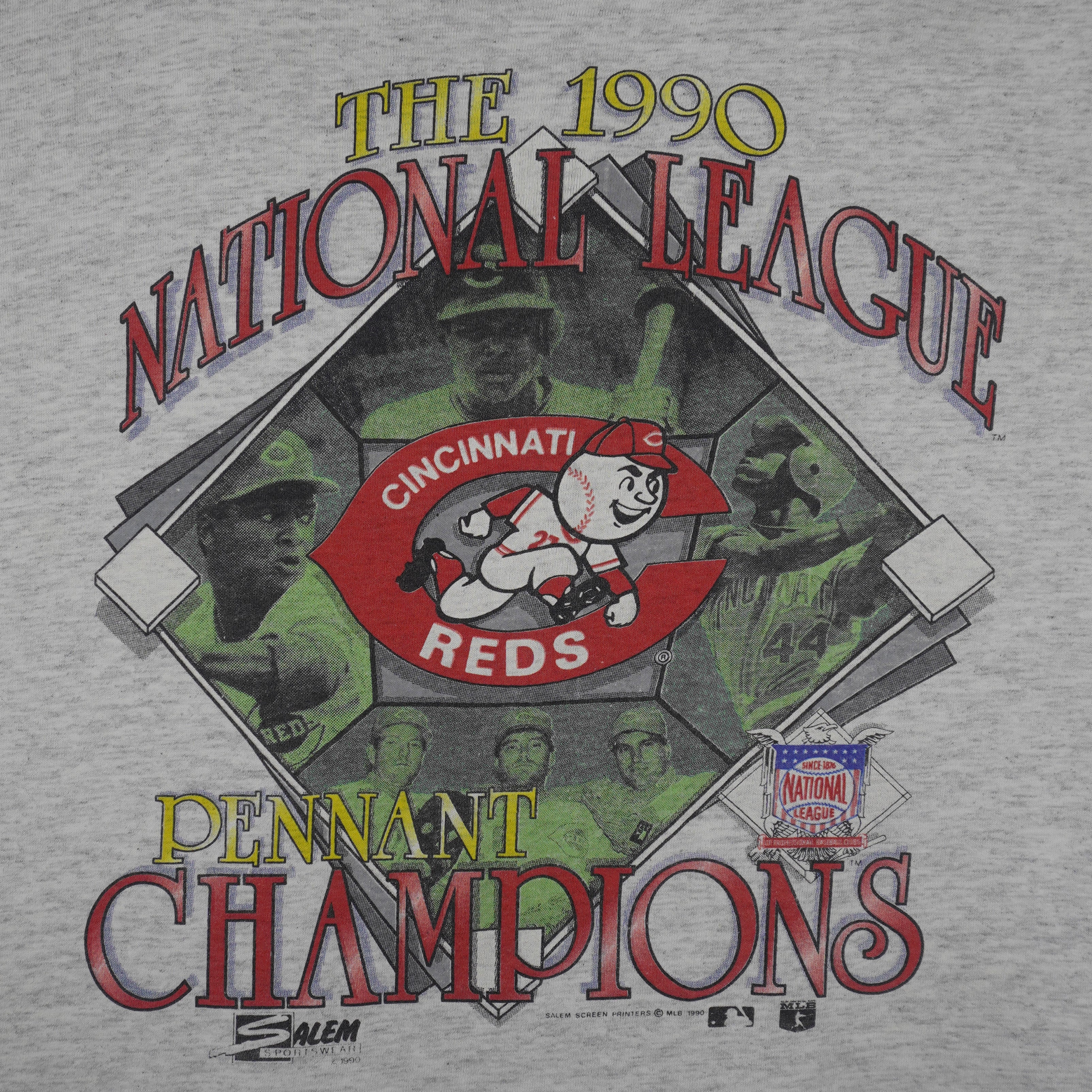 MLB (Salem) - Cincinnati Reds Pennant Champions T-Shirt 1990 Medium Vintage Retro Baseball