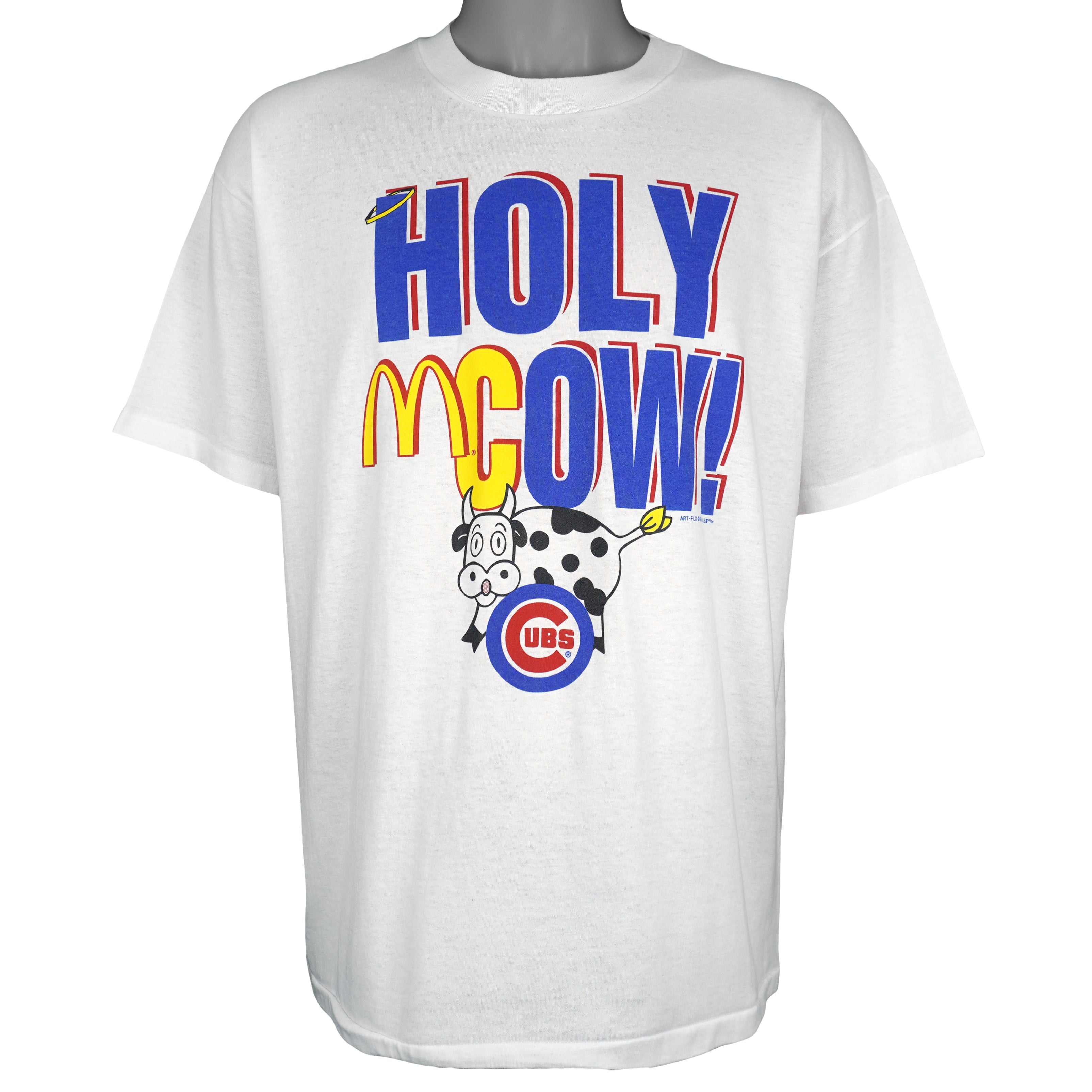 MLB (Hanes) - Chicago Cubs x McDonalds Holy McCow T-Shirt 1994 X-Large Vintage Retro Baseball