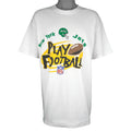 Vintage NFL (Logo Athletic) - New York Jets Play Football T-Shirt 1990s X-Large in white