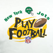 Vintage NFL (Logo Athletic) - New York Jets Play Football T-Shirt 1990s X-Large in white