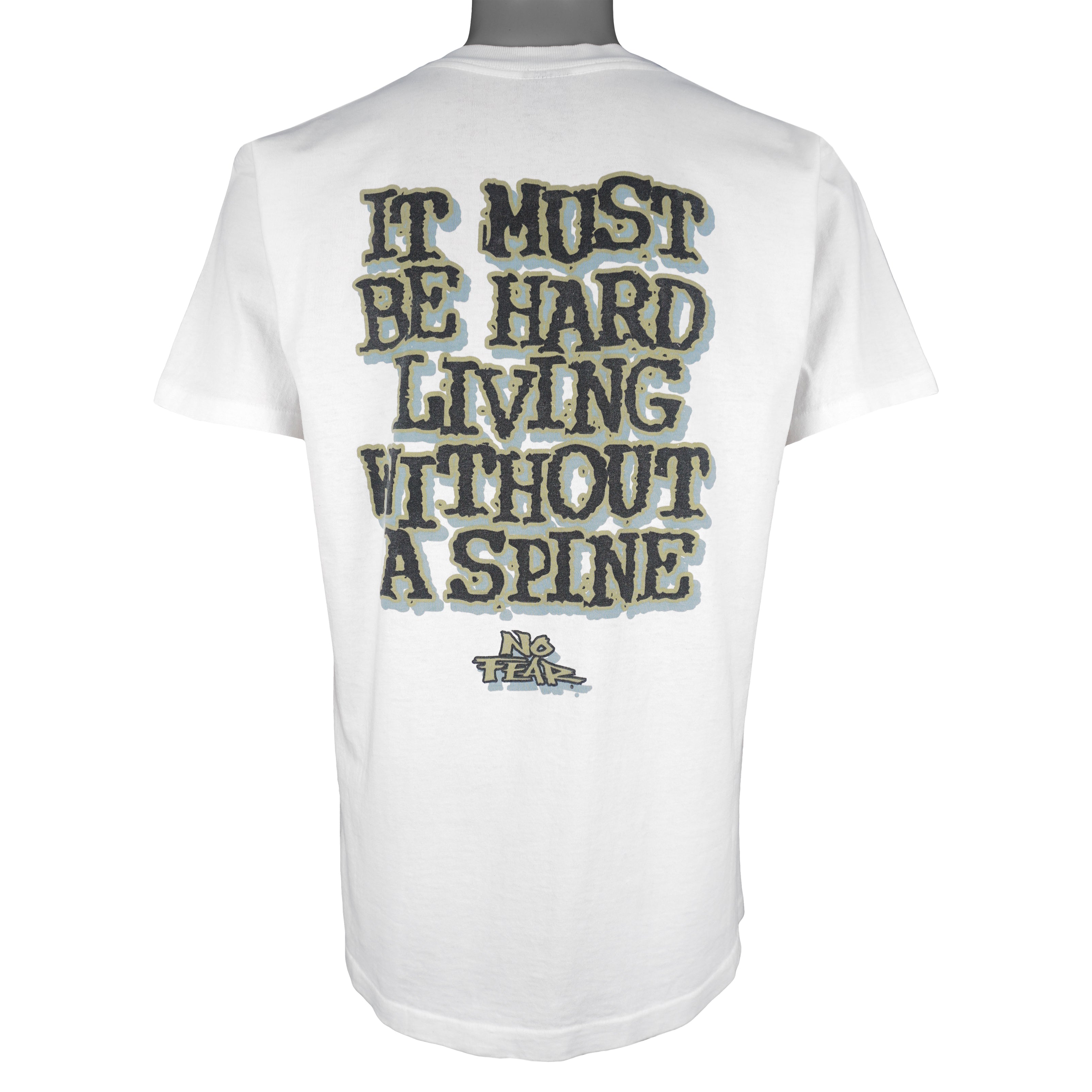 Vintage (No Fear) - It Must Be Hard Living Without A Spine T-Shirt 1990s Medium Vintage Retro