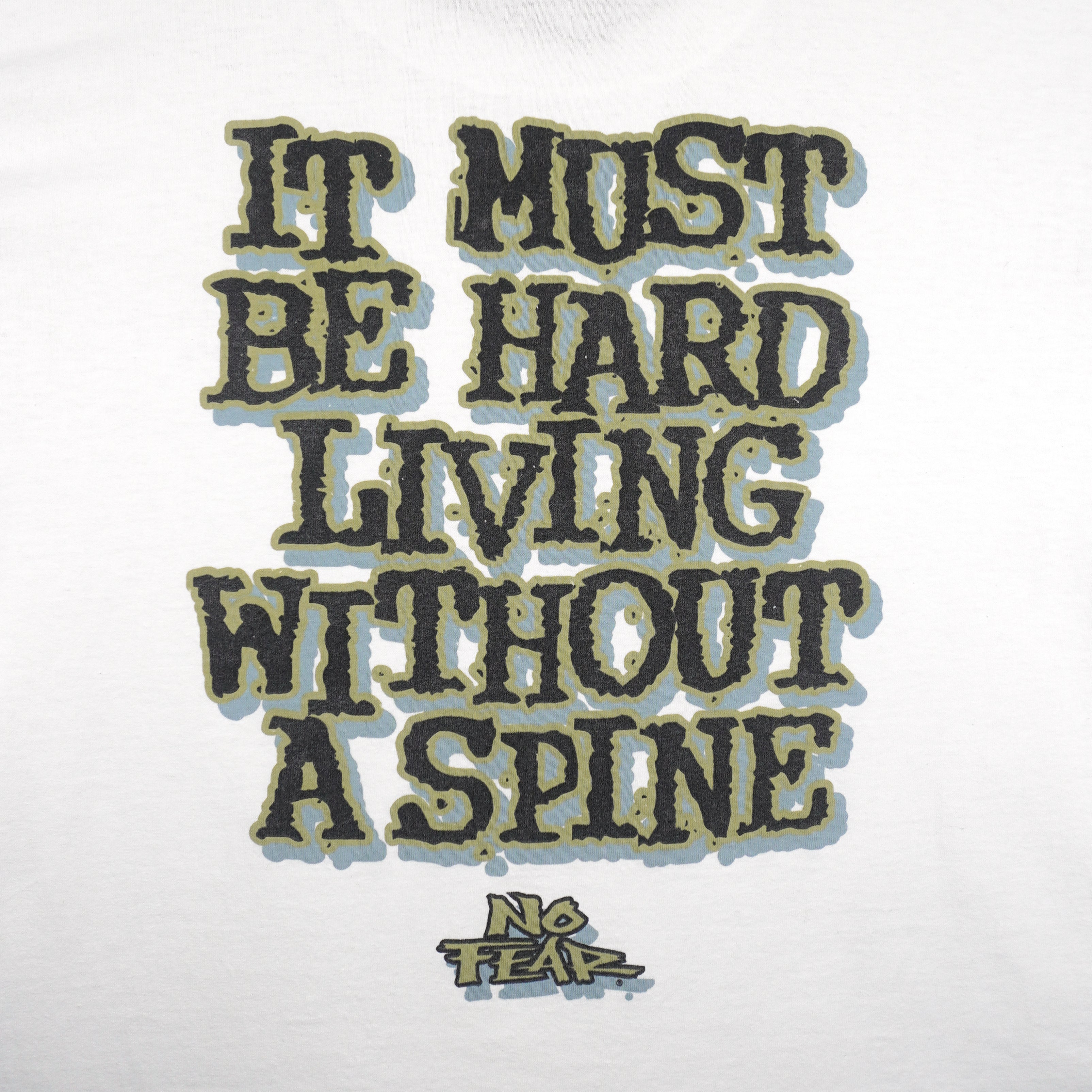 Vintage (No Fear) - It Must Be Hard Living Without A Spine T-Shirt 1990s Medium Vintage Retro