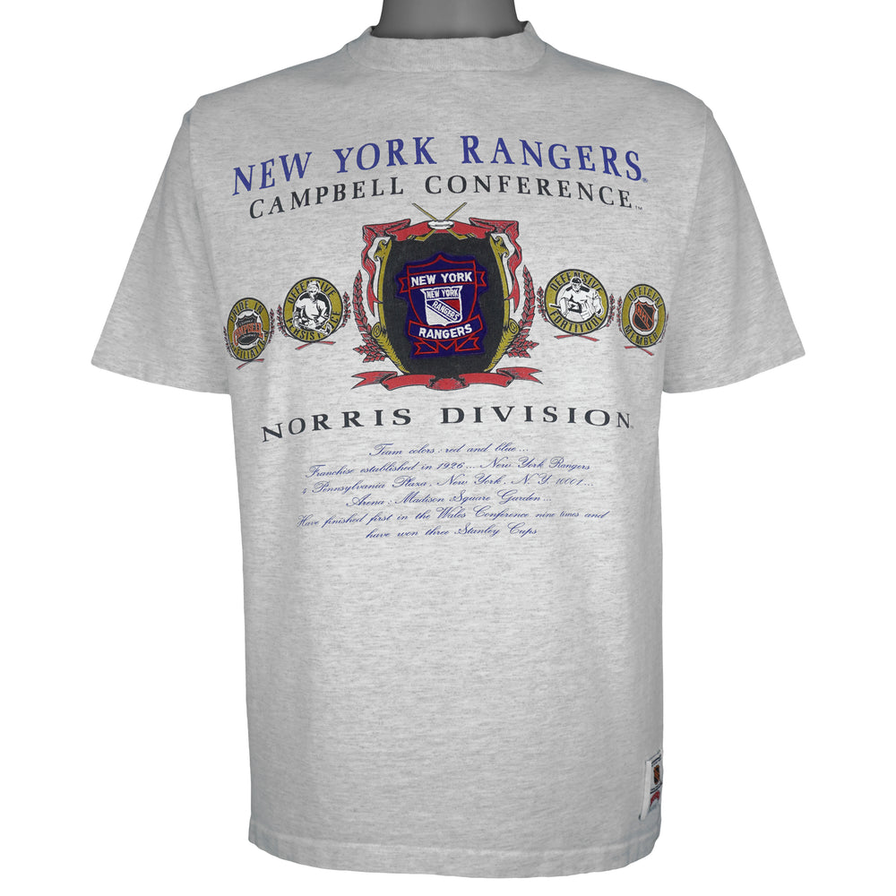 NHL (Nutmeg) - New York Rangers Norris Division T-Shirt 1990s Large Vintage Retro Hockey