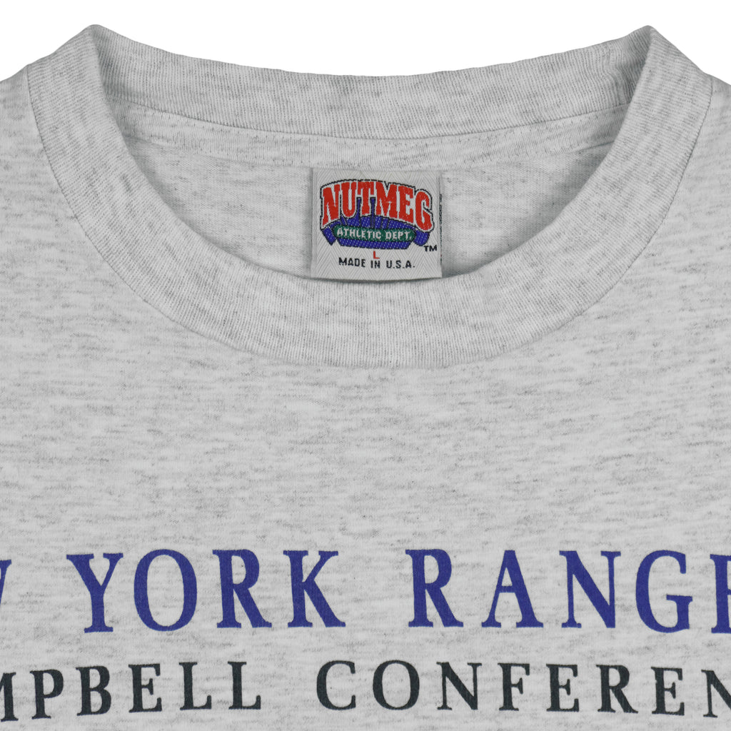 NHL (Nutmeg) - New York Rangers Norris Division T-Shirt 1990s Large Vintage Retro Hockey