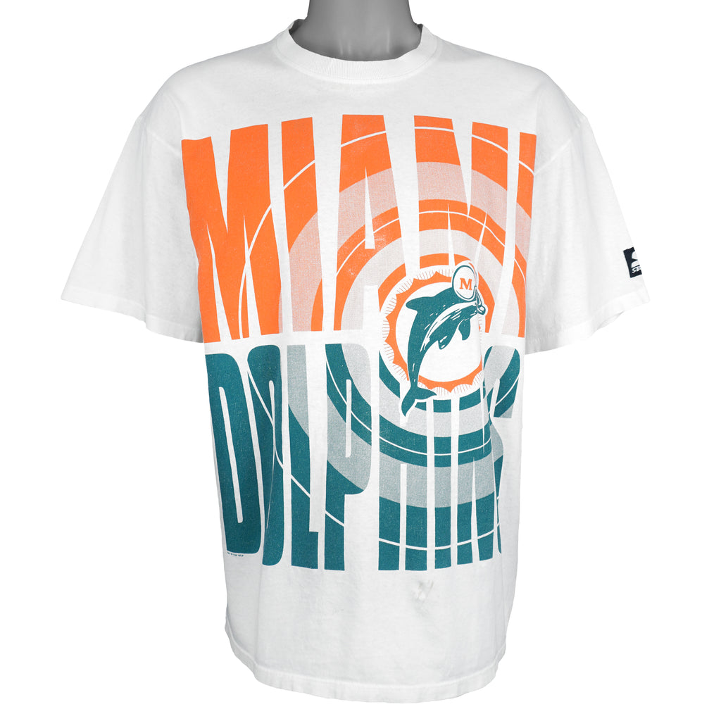 Starter (NFL) - Miami Dolphins Single Stitch T-Shirt 1996 Large Vintage Retro Football