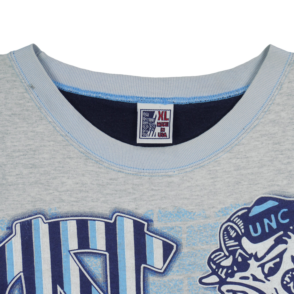 NCAA - Grey & Blue North Carolina Tar Heels T-Shirt 1993 X-Large Vintage Retro