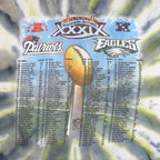 NFL (Jerzees) - Super Bowl Patriots Vs Eagles Matchups Tie Dye T-Shirt 2005 X-Large Vintage Retro Football