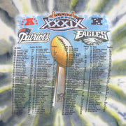 NFL (Jerzees) - Super Bowl Patriots Vs Eagles Matchups Tie Dye T-Shirt 2005 X-Large Vintage Retro Football