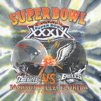 NFL (Jerzees) - Super Bowl Patriots Vs Eagles Matchups Tie Dye T-Shirt 2005 X-Large Vintage Retro Football