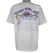 NFL (Nutmeg) - Super Bowl XXVI, The Metrodome Twin Cities T-Shirt 1992 X-Large Vintage Retro Football