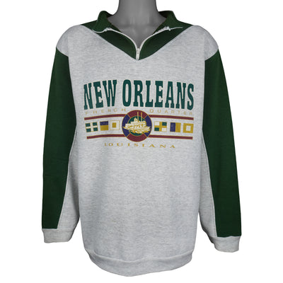 Vintage (Basix) - French Quarter New Orleans 1/4 Zip Sweatshirt 1990s X-Large