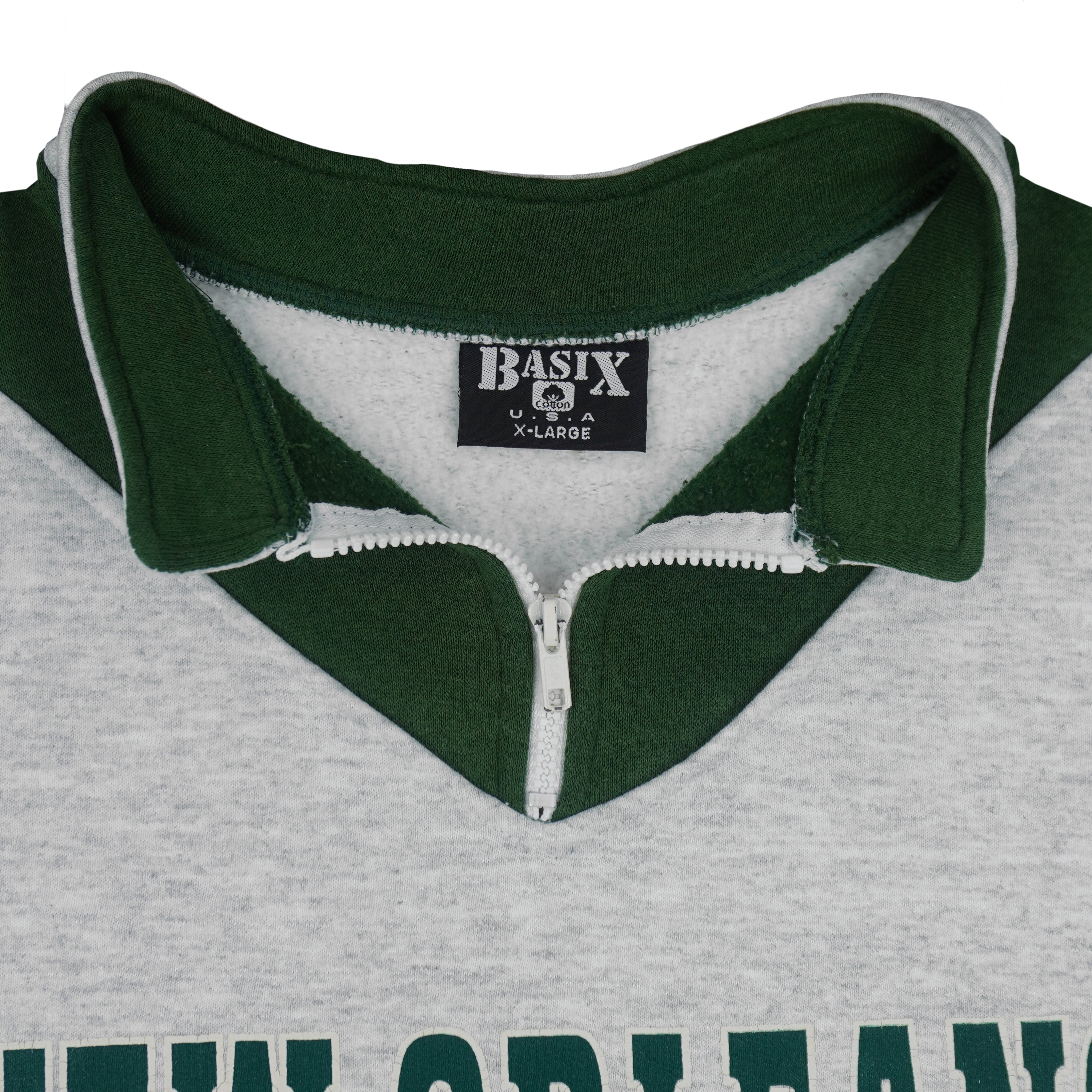 Vintage (Basix) - New Orleans French Quarter 1/4 Zip Sweatshirt 1990s X-Large Vintage Retro
