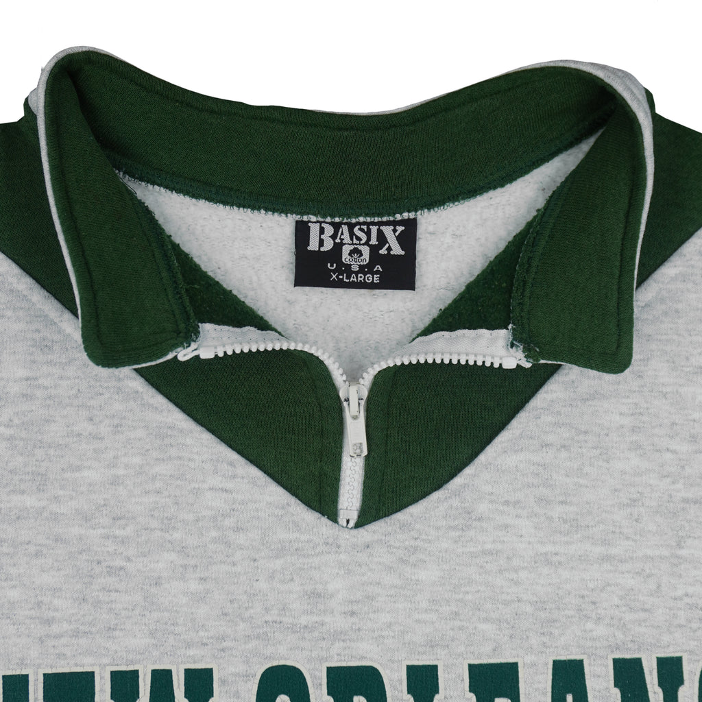 Vintage (Basix) - New Orleans French Quarter 1/4 Zip Sweatshirt 1990s X-Large Vintage Retro
