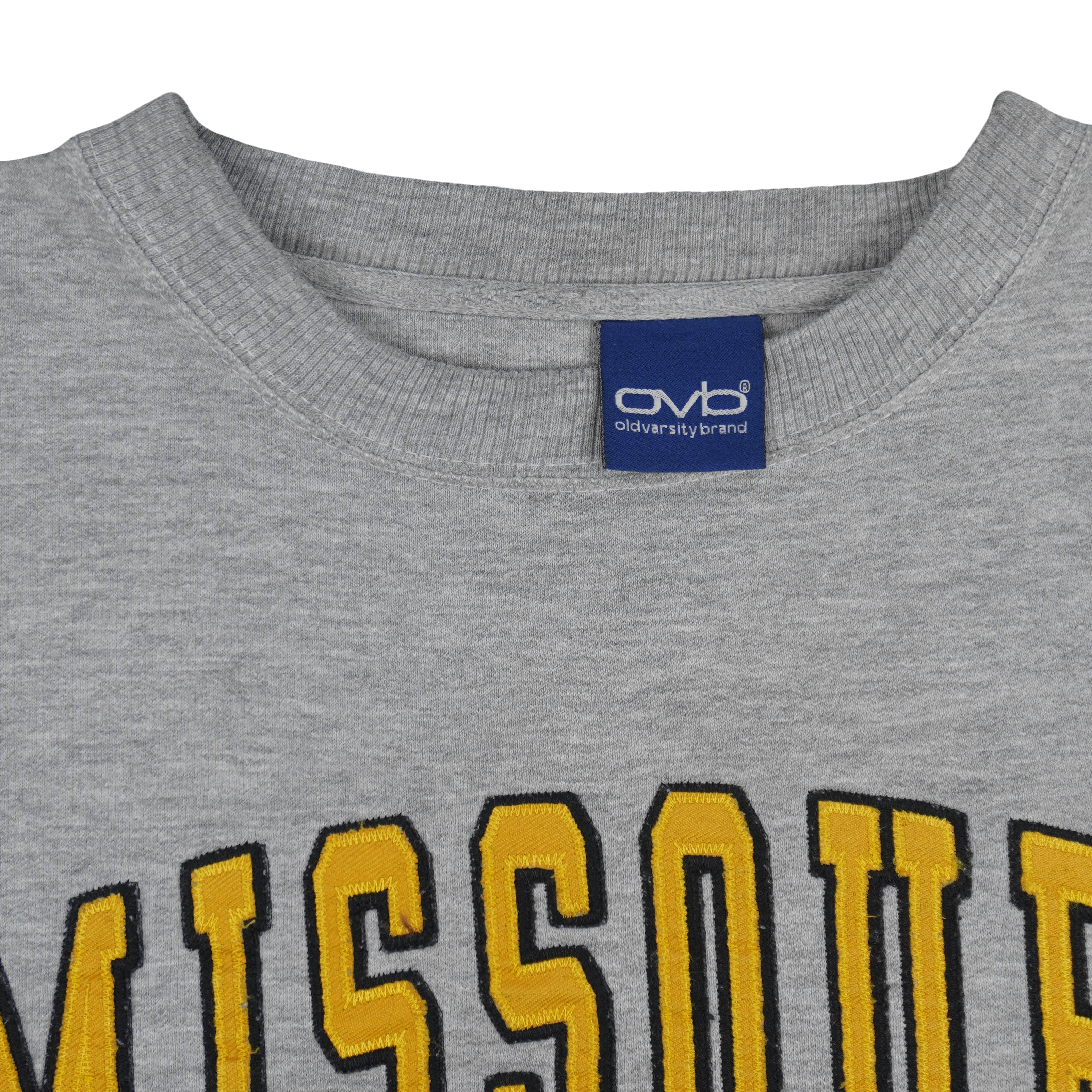 NCAA (OVB) - Missouri Tigers Embroidered Crew Neck Sweatshirt 1990s Large Vintage Retro