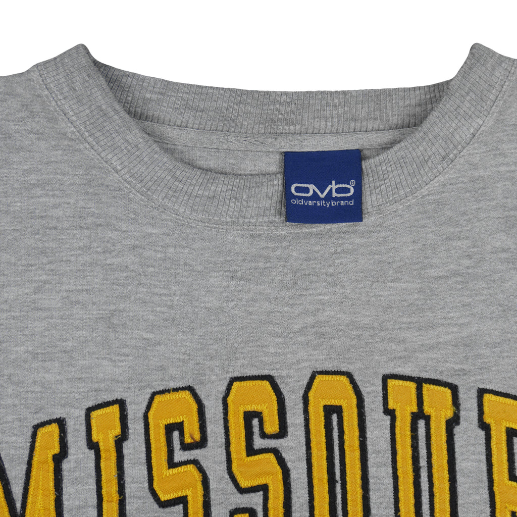 NCAA (OVB) - Missouri Tigers Embroidered Crew Neck Sweatshirt 1990s Large Vintage Retro