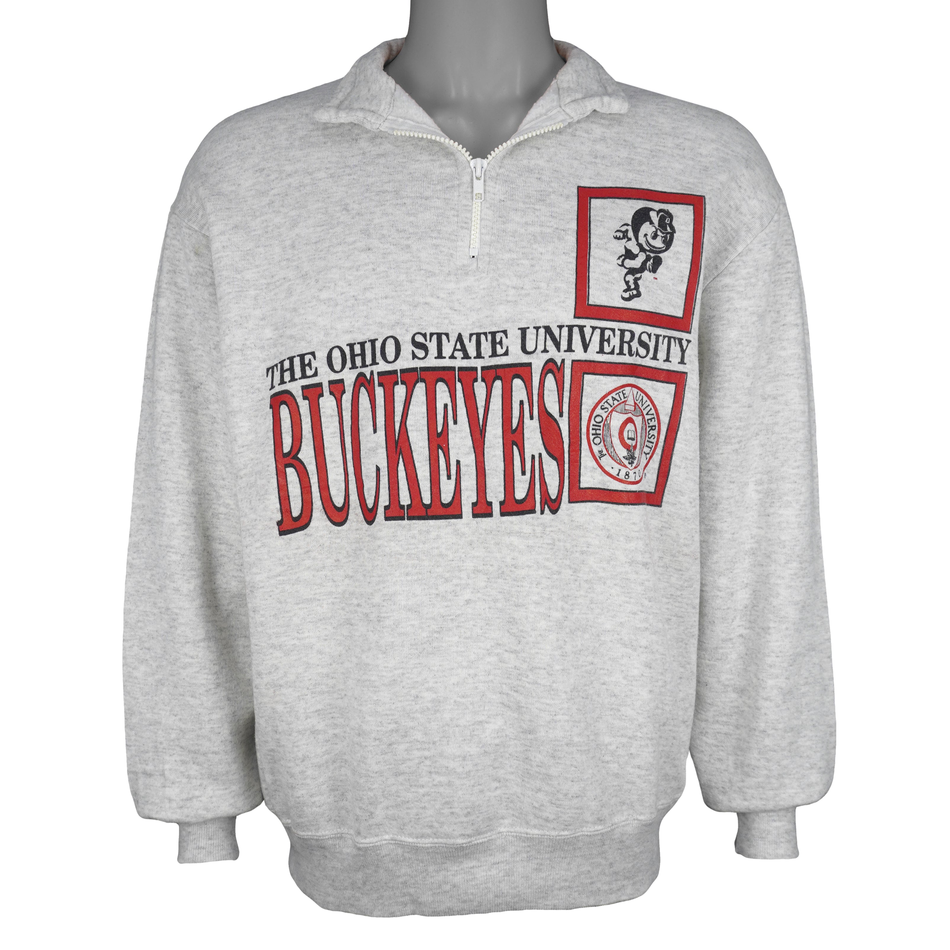 NCAA (Wolf) - The Ohio State Buckeyes 1/4 Zip Sweatshirt 1990s Large Vintage Retro